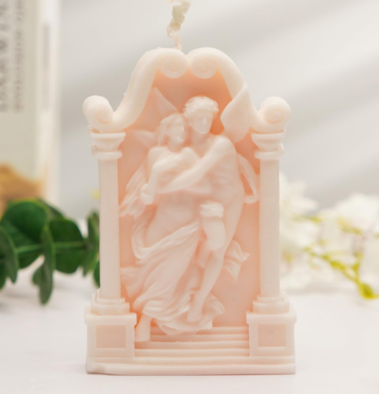European-Style Relief Arch Candle with Angel Couple